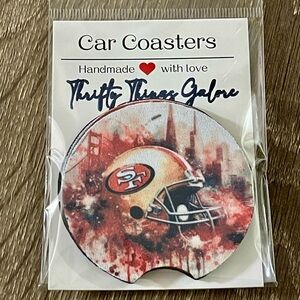 Forty Niners Team Car Coasters Custom Made Neoprene New Set/2